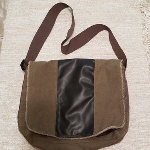 Garment Washed Canvas Messenger Bag, Brown
